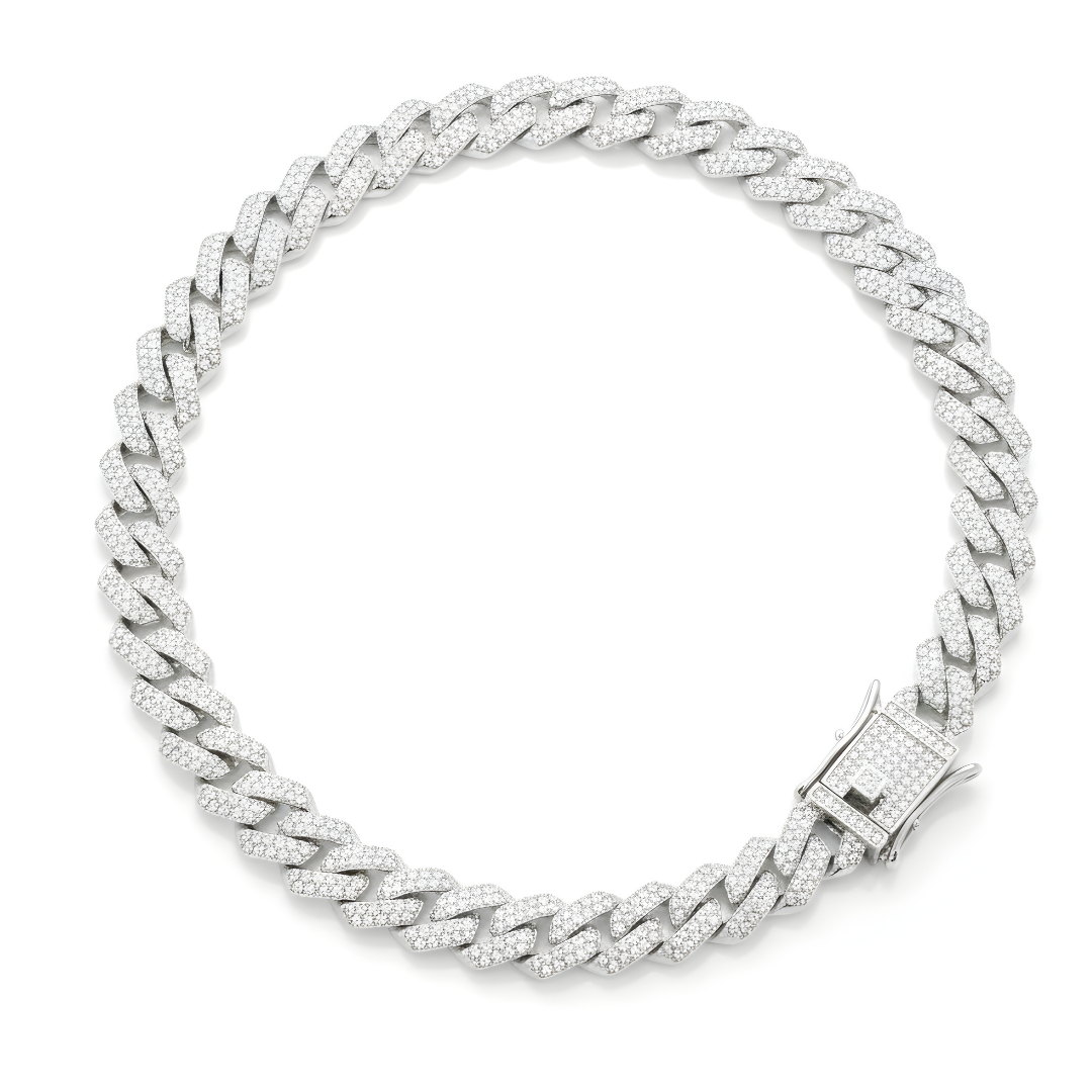 Silver Iced Out Cuban Link Chain